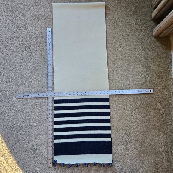 NWOT J. Crew Cream Wool Scarf with Navy Stripes - Picture 10 of 10